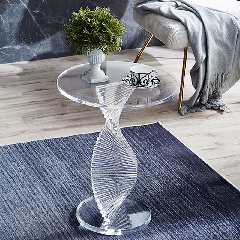 18" Wide Glam Side Table Acrylic Pedestal Clear Accent Side Table