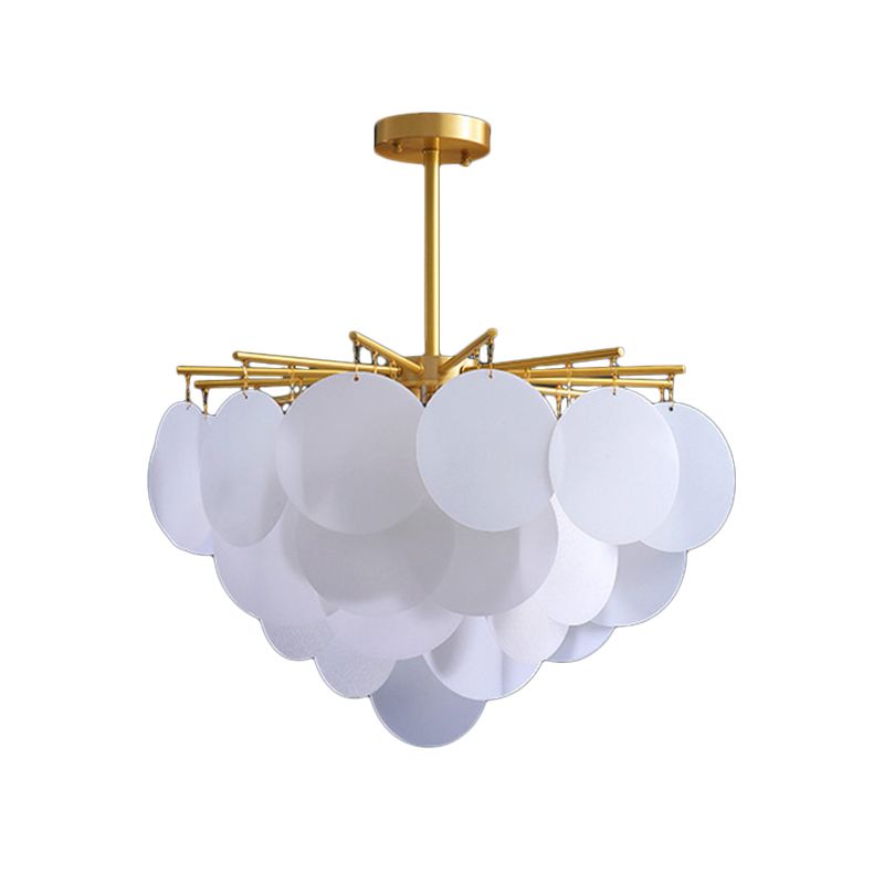 Discos escalonados Iluminación de suspensión Candelera de techo de comedor moderno en blanco de latón