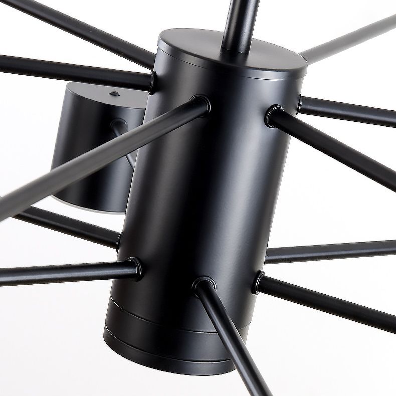 Nordic Metal Chandelier Black Multi Light Hanging Light for Bedroom