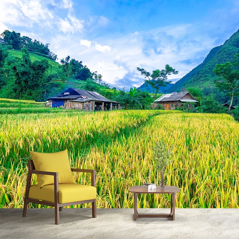 Wheat Field Mural Stain Resistant Wall Art for Dining Room, Optional Size