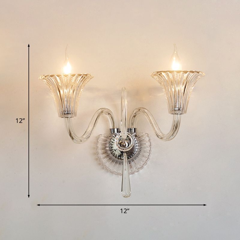 Lampe murale évasée de style moderne 2 LIGHT VERRE MUR MUR MUT