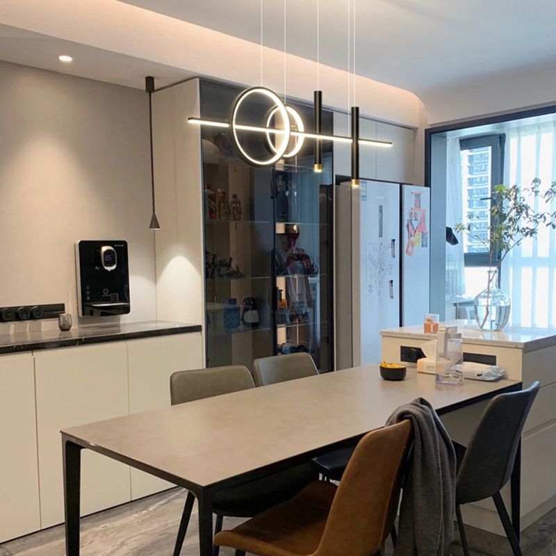 Linear Metal Island Lighting Fixture Simplicity Style LED Island Lamp for Dining Room