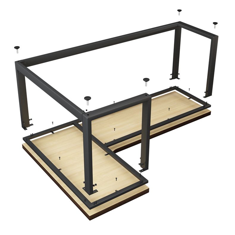 Solid Wood Home Working Table Industrial L-Shape Writing Table