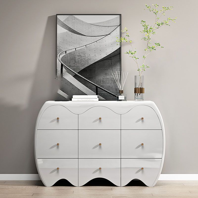 Contemporary Horizontal Double Dresser Wood Storage Dresser with 9 Drawers for Home