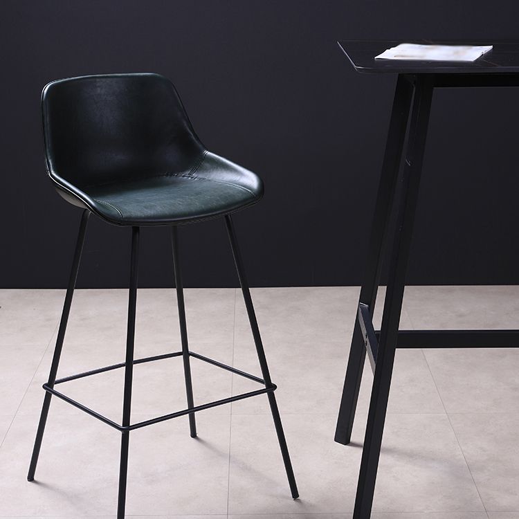 Industrial Leather Distressed Barstool Black Living Room Bar Stool with Bucket Seat