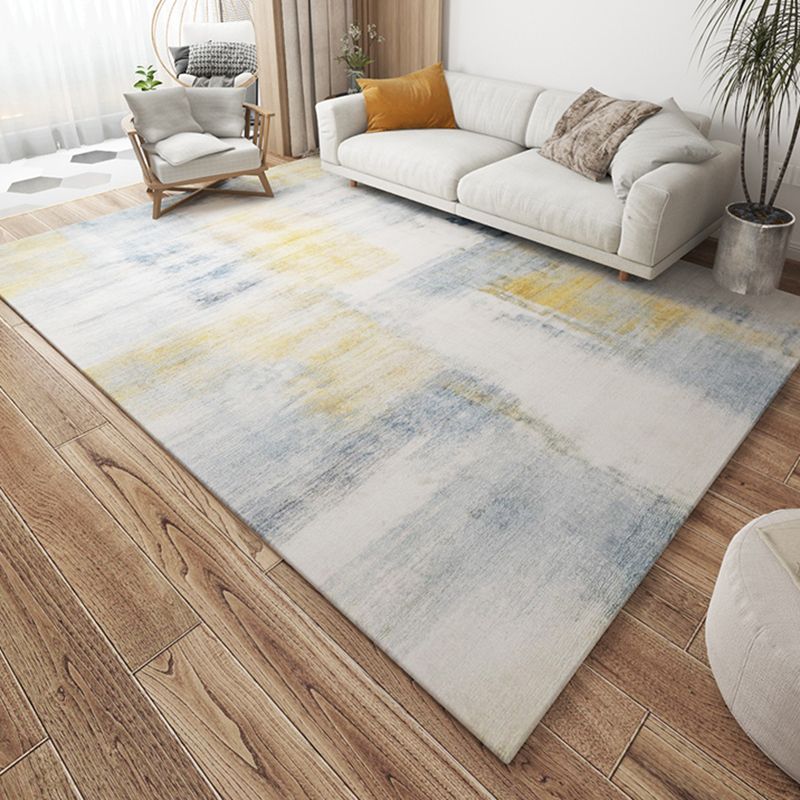 Modern Grey Area Carpet Geometric Pattern Polyester Area Rug Stain Resistant Rug for Living Room