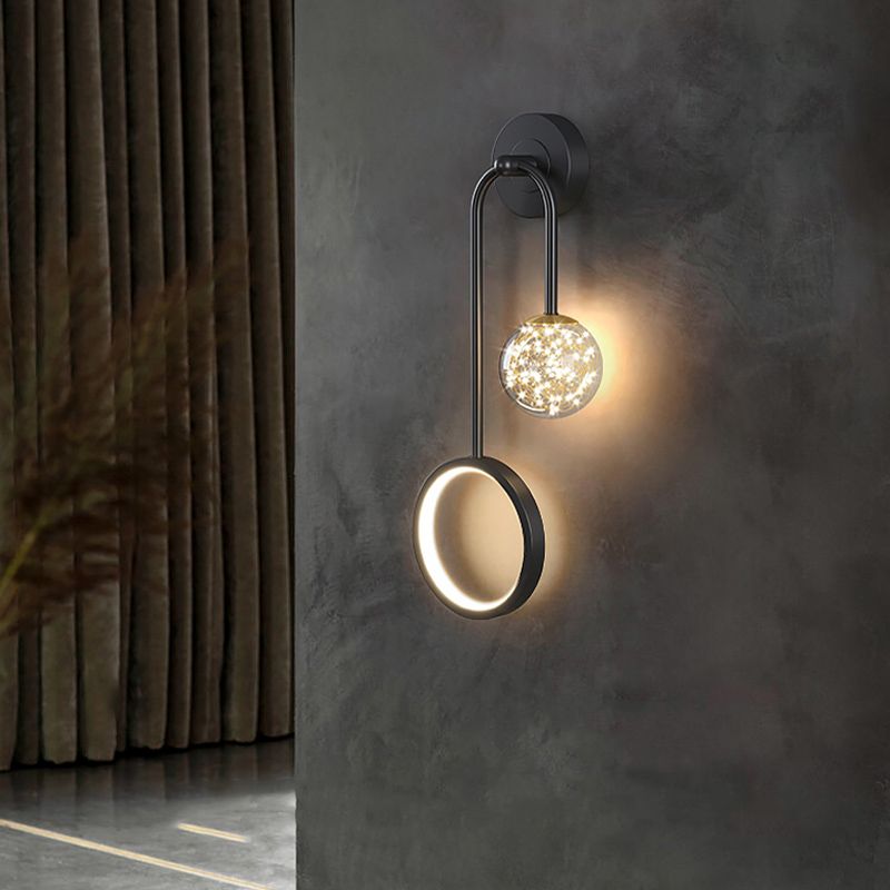 Metal Arc Shape Wall Light Nordic 2 Lights LED Wall Sconce for Living Room
