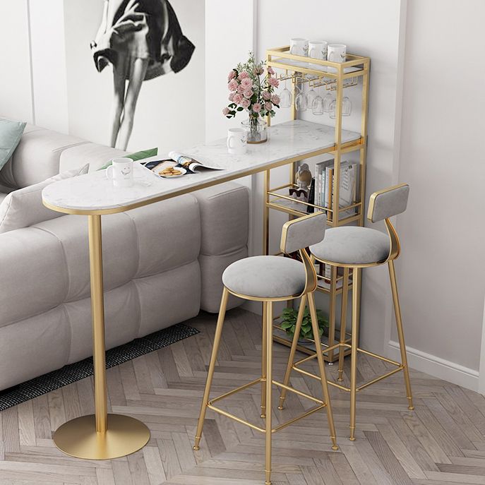 Modern 1/3 Pieces Bar Table Set Stone Counter Table with High Stools for Cafe Living Room