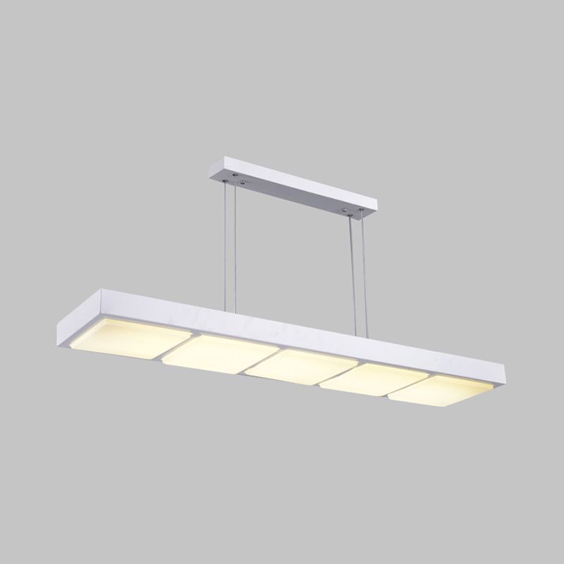 Rectangular Island Lamp Modern Metal 3/4/5 Lights Black/White Office Hanging Light in Warm/White