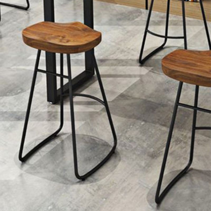 Contemporary Style Wood Counter Stool Living Room Bar Stool with Metal Legs
