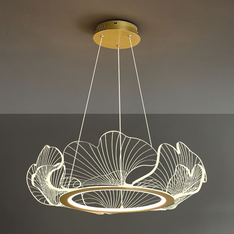 Flower Shape Chandelier Lamp Modern 1 Light LED Hanging Light for Bedroom