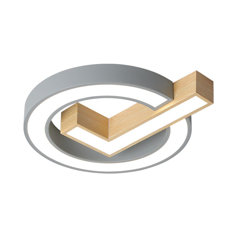 Nordic Square Wood encastré lumière 18 / 22 pouces Large LED plafonnier gris / vert tons chauds / blanc