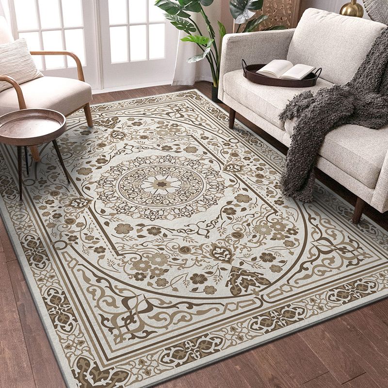 Traditional Indoor Rug Funky Medallion Print Carpet Polyester Stain Resistant Rug for Home Decor