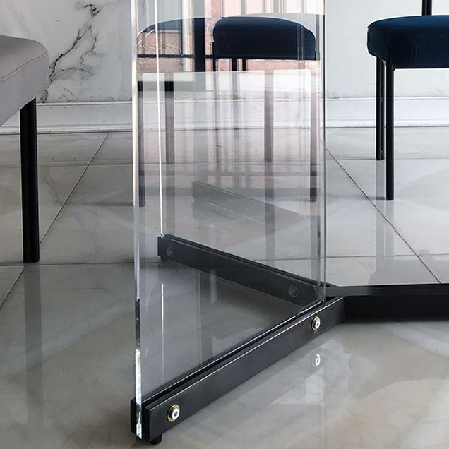 Modern Style White Dining Table Rectangle Sintered Stone Table with Acrylic Base