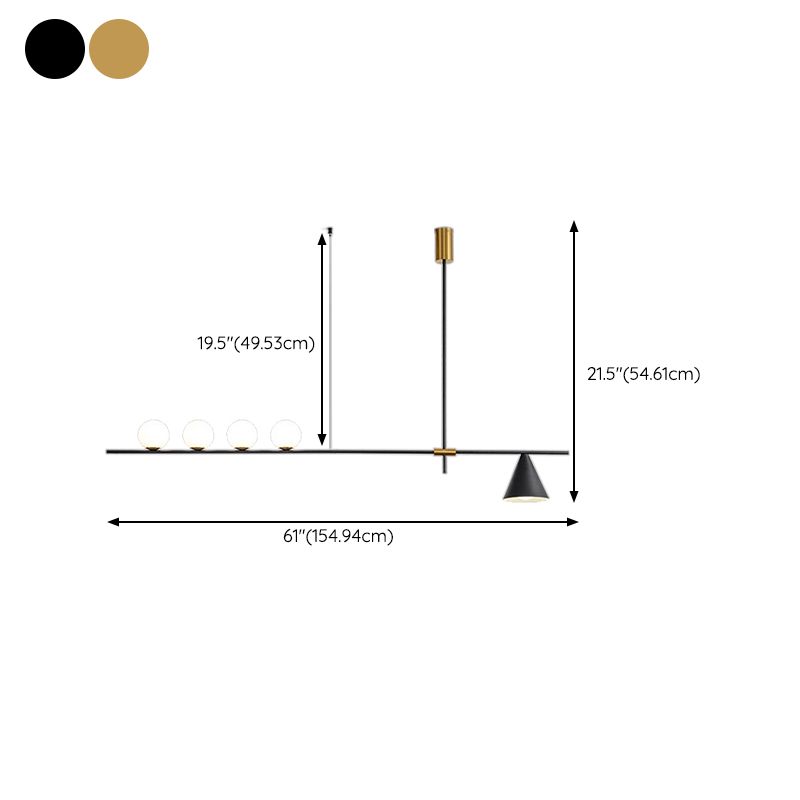 Multi - Light Kitchen Island Fixture Modern Iron and Glass Ceiling Pendant in Black / Gold