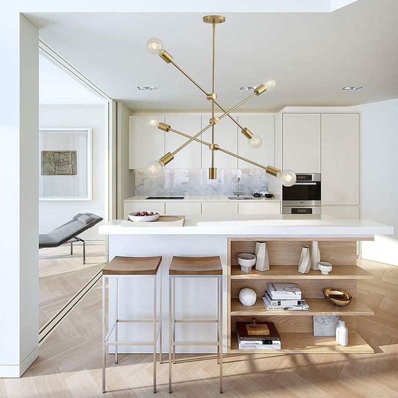 Modern Chandelier, Black Light Fixture Led Bulb with Adjustable Height