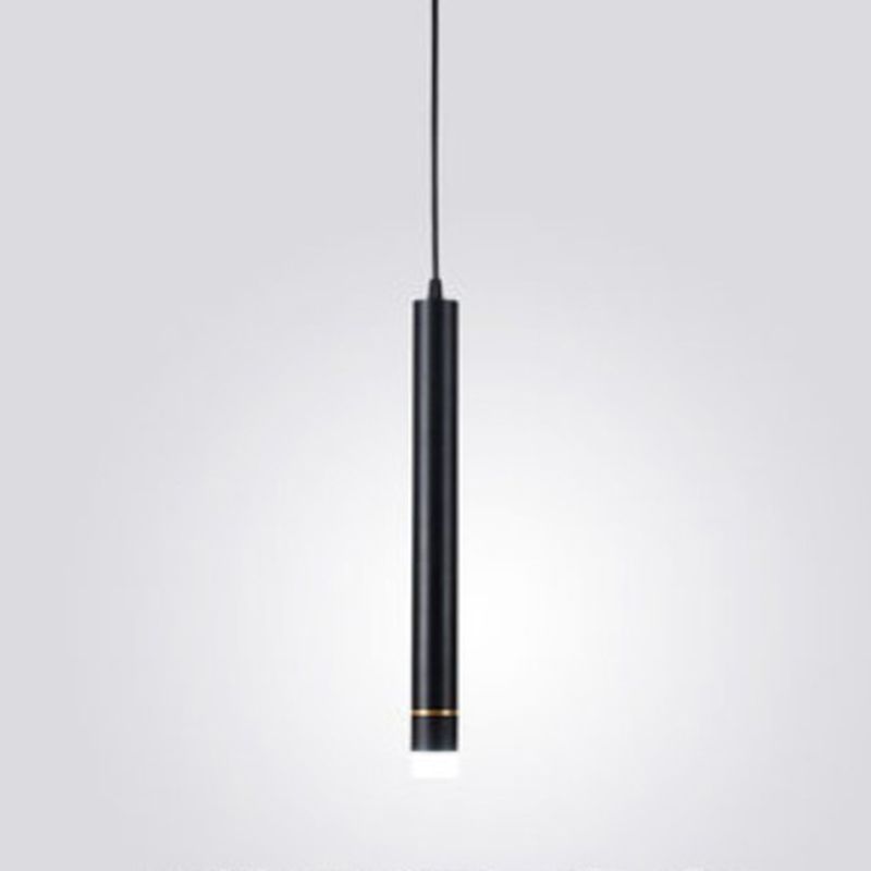 Bedroom LED Pendant Light in Modern Creative Style Wrought Iron Cylindrical Hanging Light with Acrylic Shade