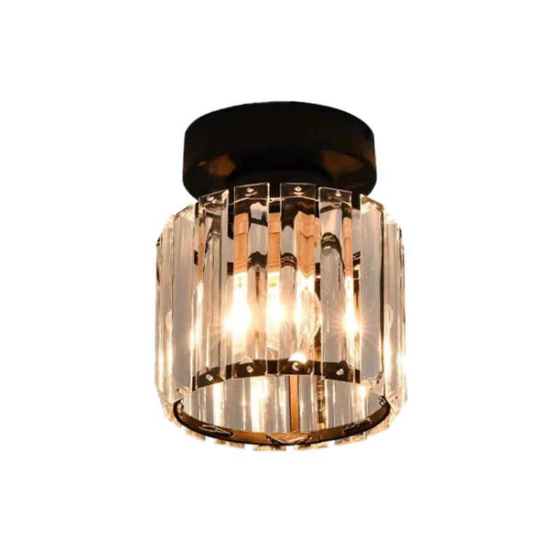 Eigentijdse geometrische inbouwplafondlamp Tri-Prism Crystal 1-lichts inbouwverlichting in de hal in zwart