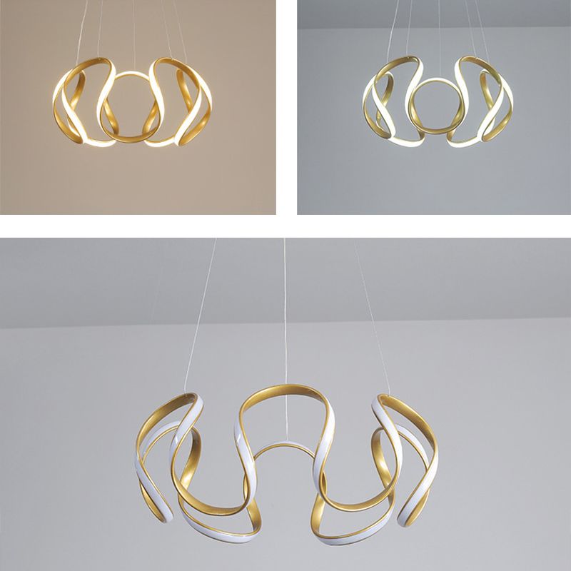 Luz colgante de LED de metal en moderna luz de techo lineal de estilo conciso con sombra de gel de sílice