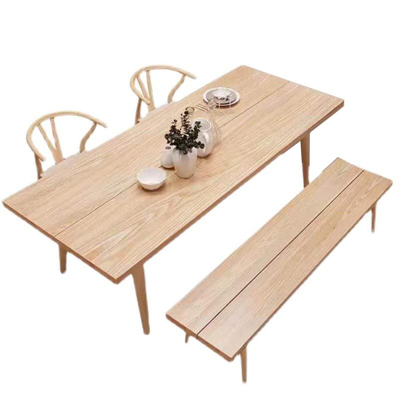 Natural Wood Rectangle Dining Table Ash Modern Table with 4 Legs