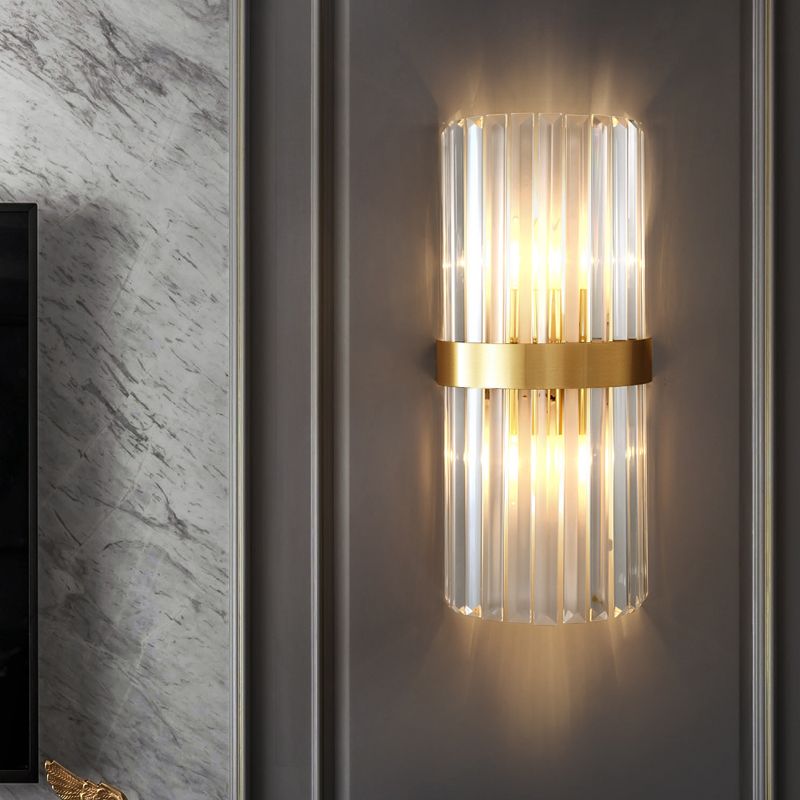 Crystal Geometry Shape Wall Lights Modern Style 2 Light Wall Sconce for Bedside