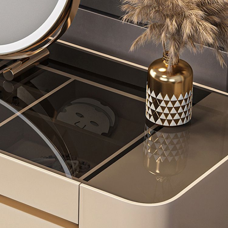 17" Wide Glam Vanity Table Glass Black Make-up Vanity with Drawer