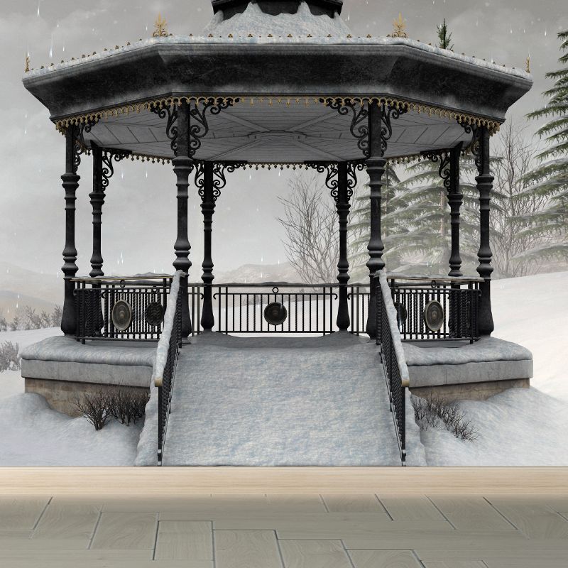 Severe Winter Pavilion Mural Wallpaper Contemporay Non-Woven Material Wall Covering