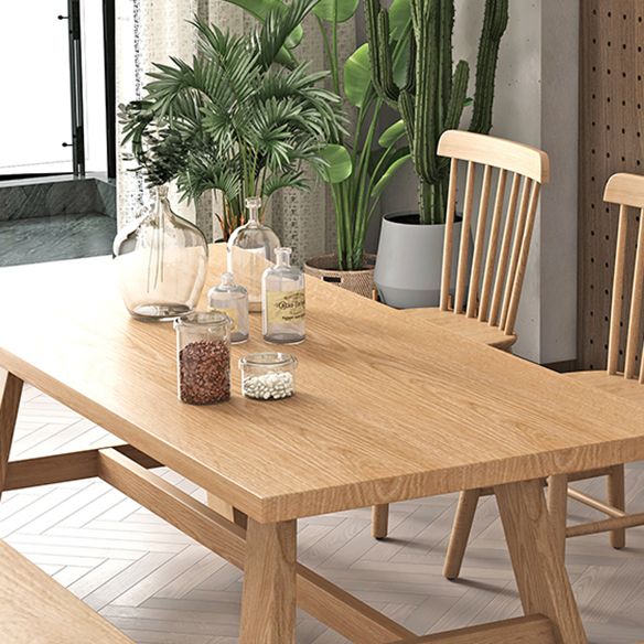 Contemporary Solid Wood Top Dining Table Sets with Trestle Base Dining Furniture for Home