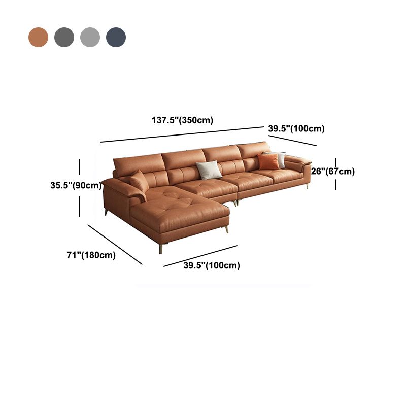 Sewn Pillow Back Sofa & Chaise 137.8" W x 70.87" D x 35.43" H Faux Leather Sofa