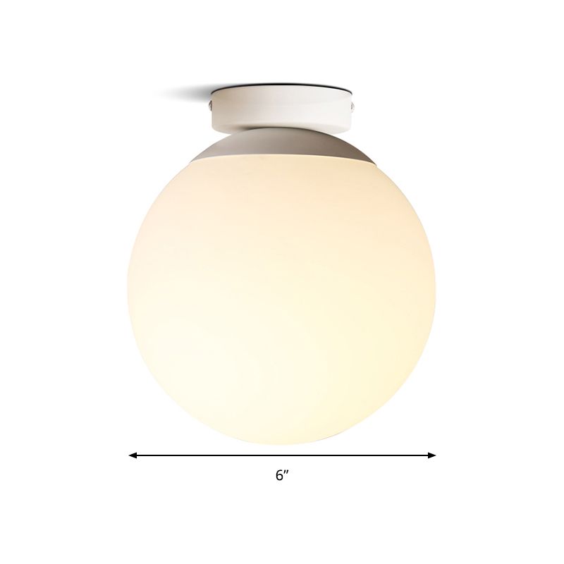 Opal Glass Globe Flush Mount Lamp Modern 1 Light 6"/8"/10" Wide White Flush Ceiling Light Fixture