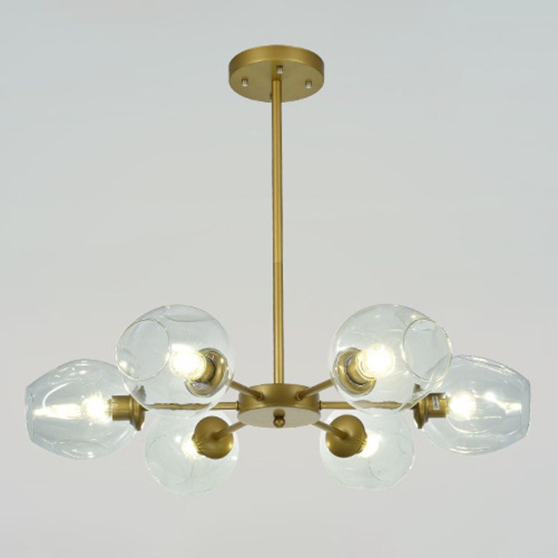 Modern Creative Indoor Pendant Light Wrought Iron Sputnik Hanging Lamp with Glass Shade