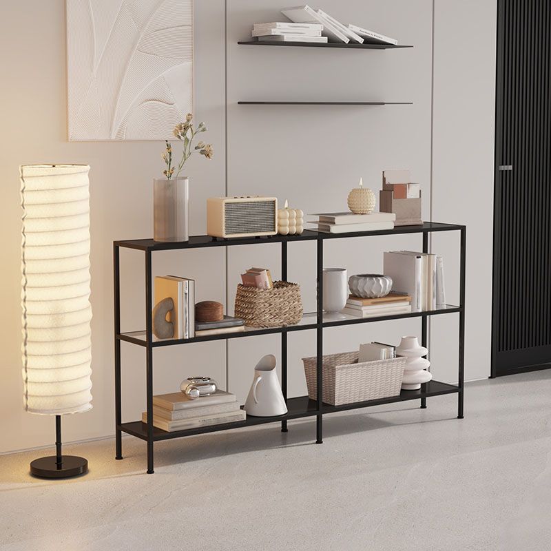 Modern Open Back Bookshelf Horizontal Metal Bookcase with Shelves