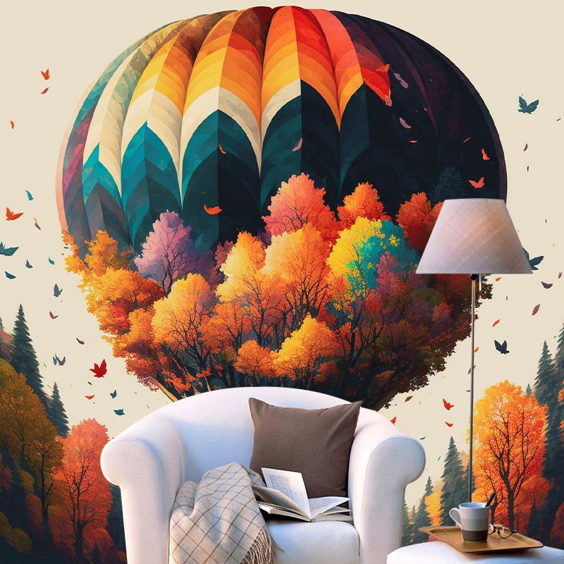 Illustrator Hot Air Balloon Pattern Wall Mural Antifouling for Wall Decor