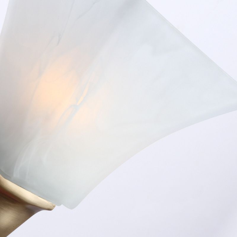1 Bulb Sconce Light Fixture with Flared Shade Frosted Glass Vintage Style Bedroom Wall Mount Lamp in Gold