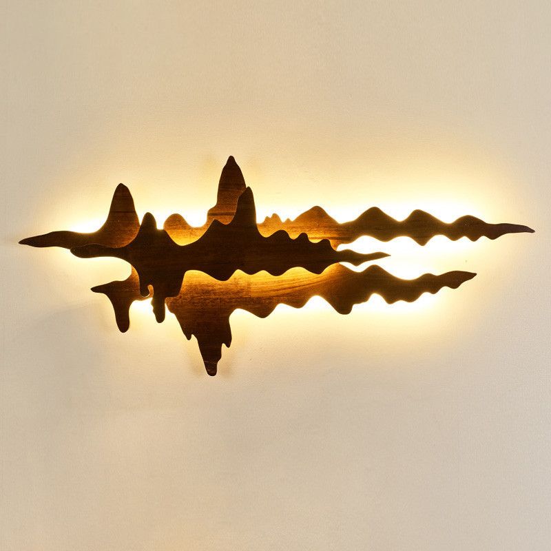 Modern Style Wall Mount Light 1-Light LED Wall Sconce Light with Wooden Shade for Bedroom