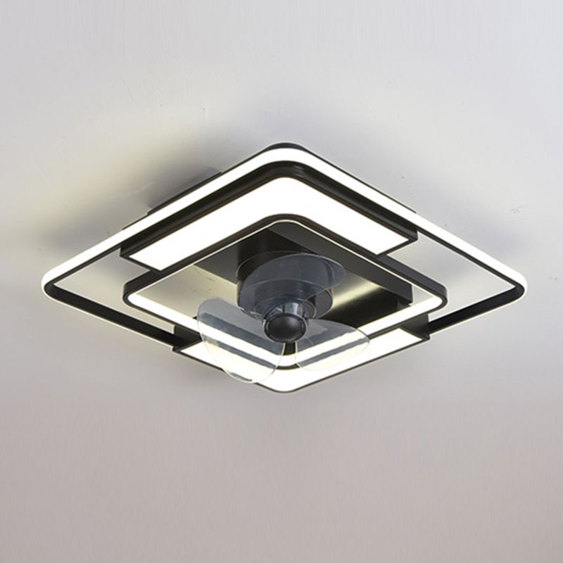 Lámpara de ventilador LED geométrico moderno de 360 grados de semi flush de montaje de montaje con rubor