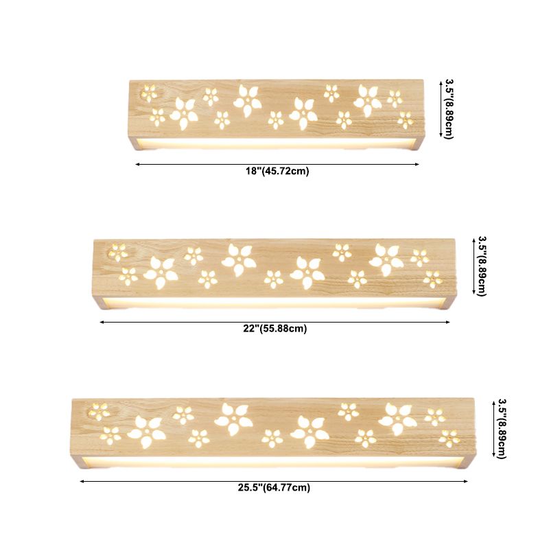 Lampada vanità di rettangolo di luce vanità in legno nordico con ombra acrilica per camera da letto