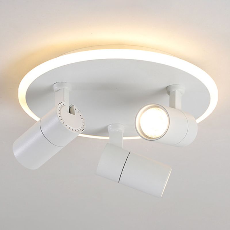 Modern 3-Light LED Flush Mount Lighting Track Light White Spotlight Round Light for Bedroom or Balcony