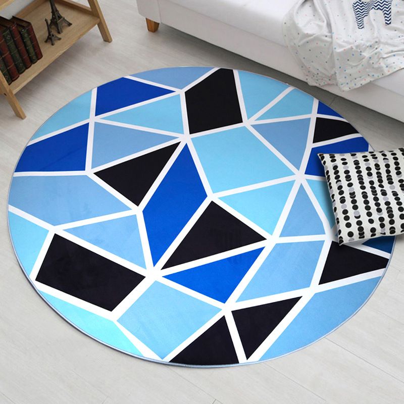 Geometric Pattern Rug Circular Stain Resistant Rug for Home Decor