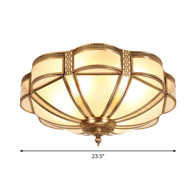 3/4/6 Lights Flush Light Minimalist Dome Frosted Glass Flush Ceiling Light in Brass, Small/Medium/Large