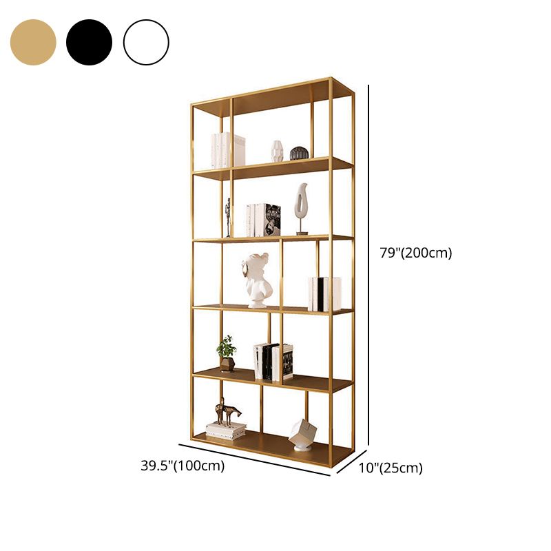 Contemporary Iron Open Etagere Bookshelf Multi Shelf Vertical Bookcase for Study Room