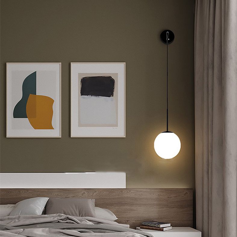 Bedroom Wall Sconce Lighting Nordic Style Wall Mounted Light with Orb Glass Shade