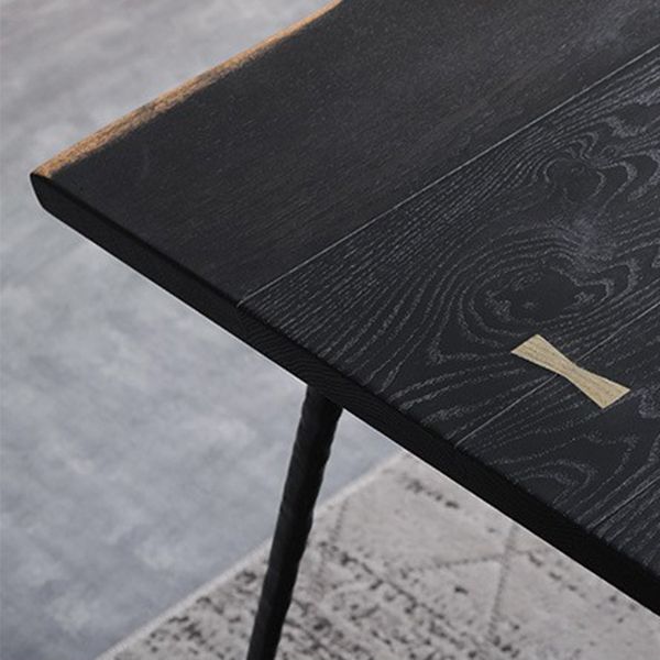 Black Oak Wood Dining Table Set 1/2/5 Pcs Industrial Metal Dinette Set for Home