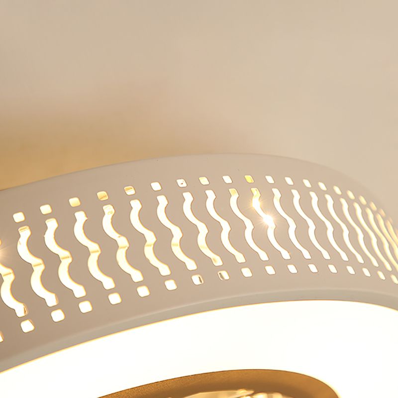 Nordische, trommelförmige Deckenventilator Lampe Metall Esszimmer LED Semi Flush Light mit ausgehöhltem Design