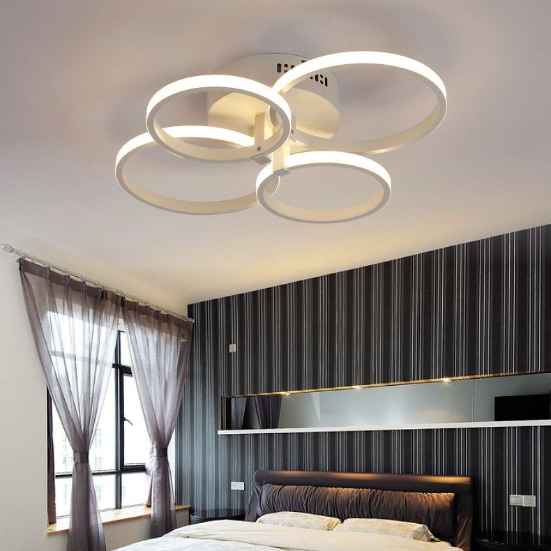 White Loop Forgiato Semiflush Light Minimalism LED Aluminum Soffitto Luce per Bedroom
