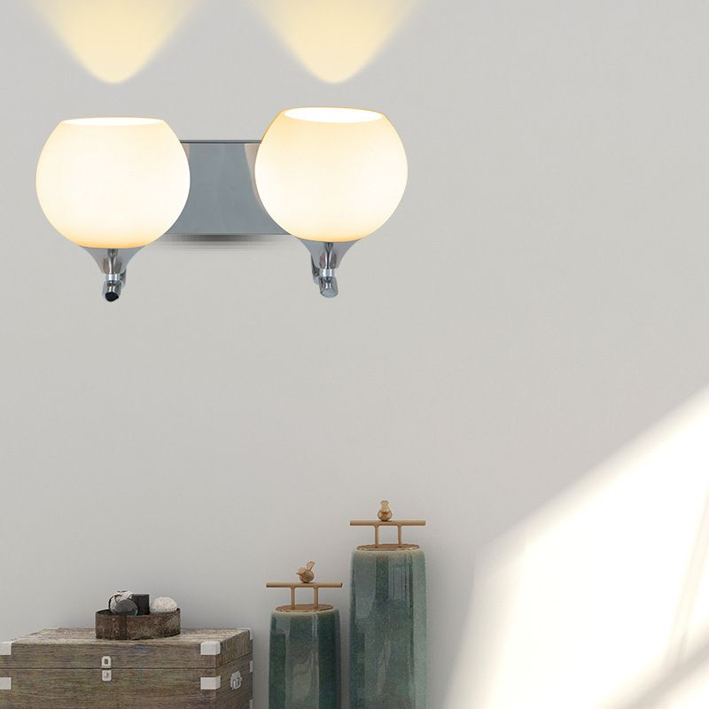 Modernism 1/2-Light Chrome Vanity Light Glass Shaded Bath Bar