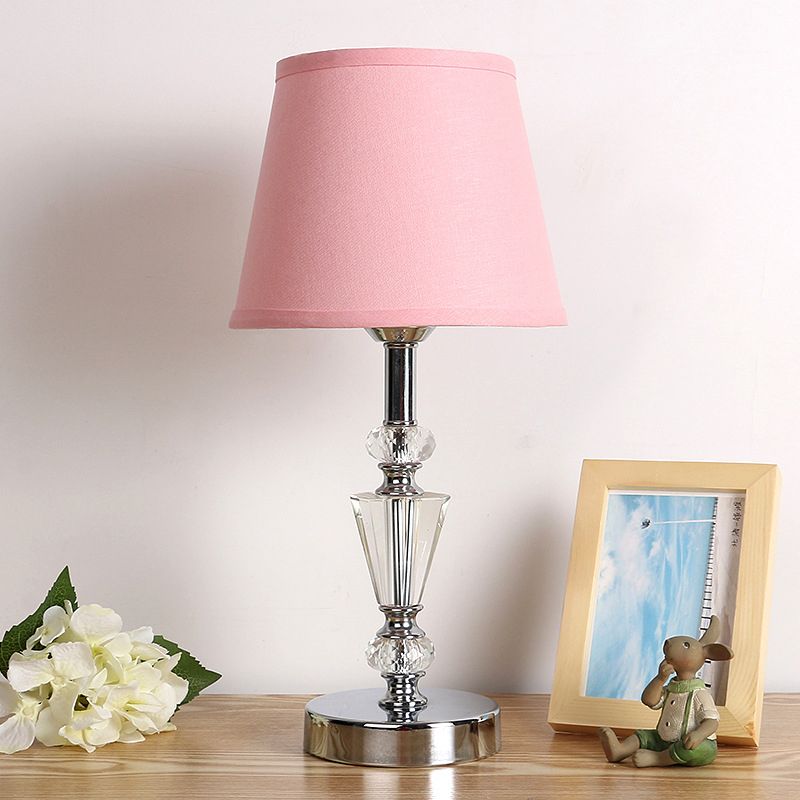 Cono de tela/campana panel Luz modernista 1 cabeza lámpara de escritorio pequeña en rosa/beige para sala de estar