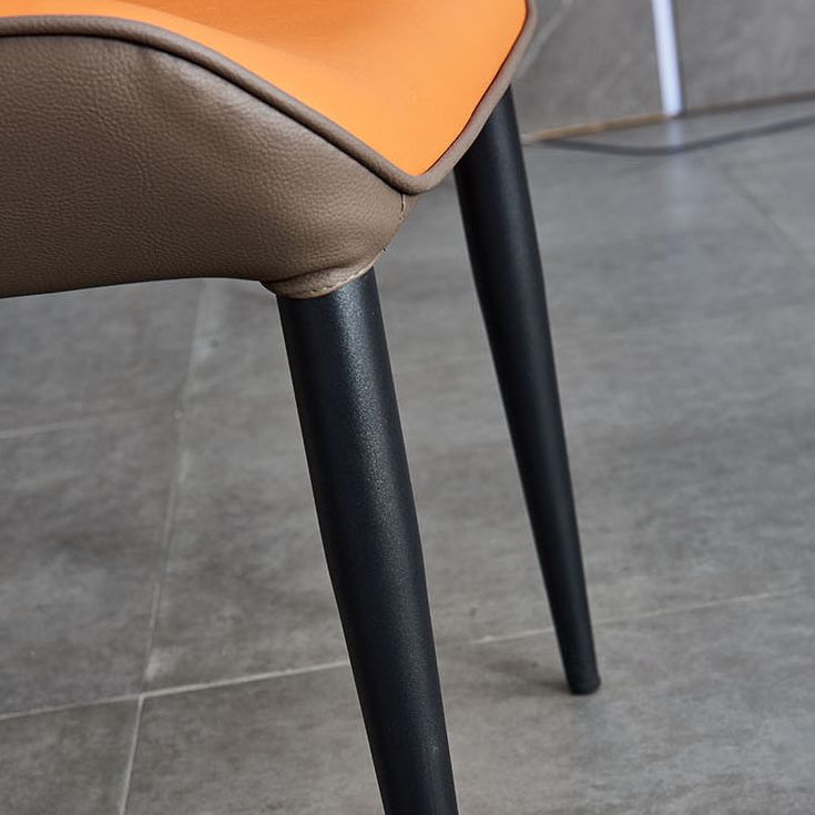 Faux Leather and Metal Armless Dining Chairs Modern Side Chair
