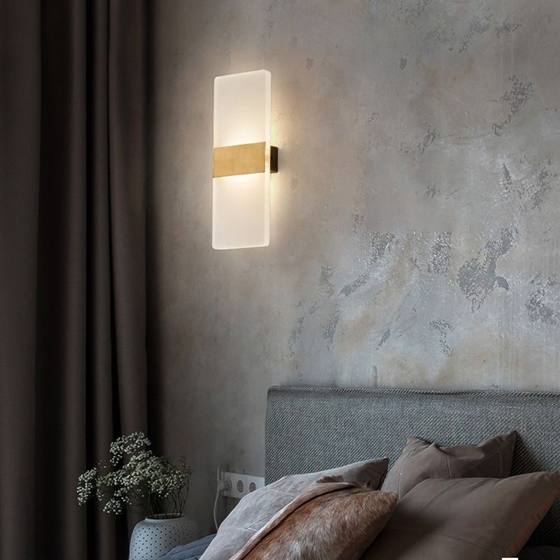 Post-Modern Wall Sconce Rectangular Brass Sconce Lighting for Bedroom