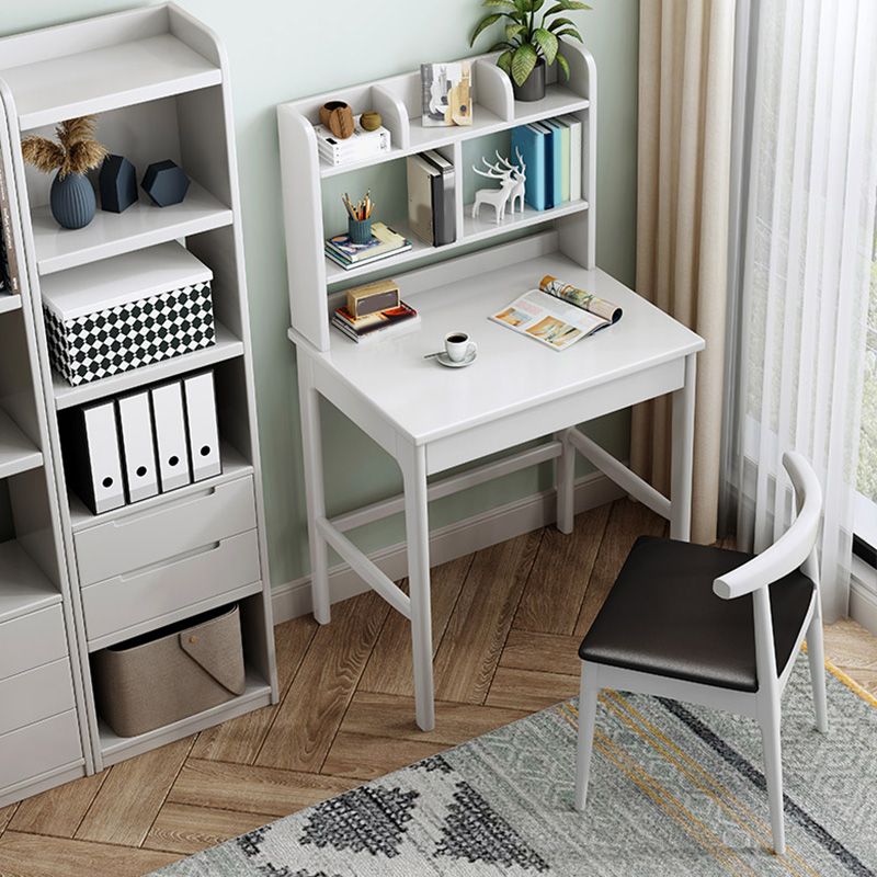 Wooden Desk Writing Desk with Bookshelf 23.6"W Child Desk in Light Wood